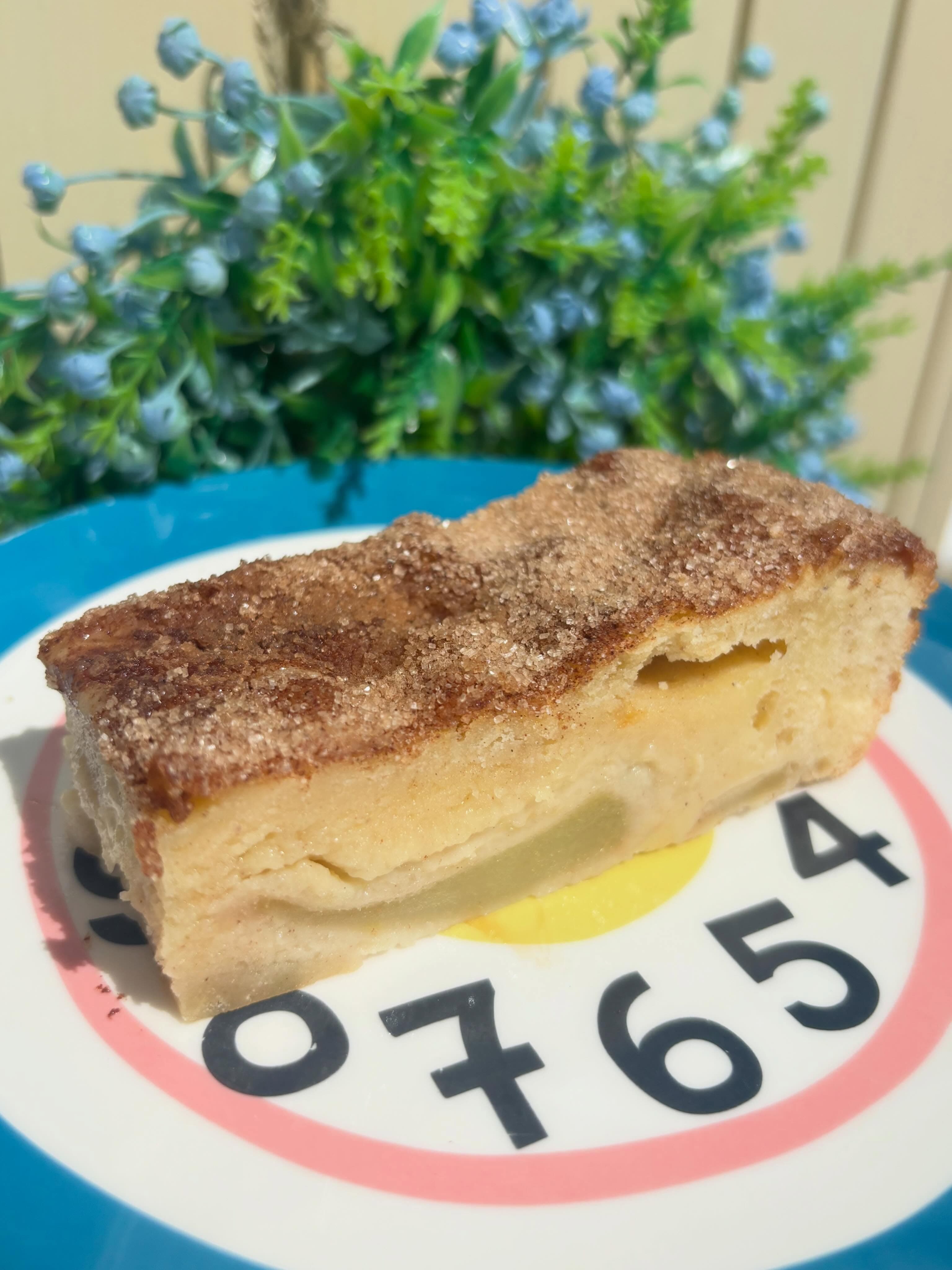 Apple pie blondie slice with cinnamon sugar topping