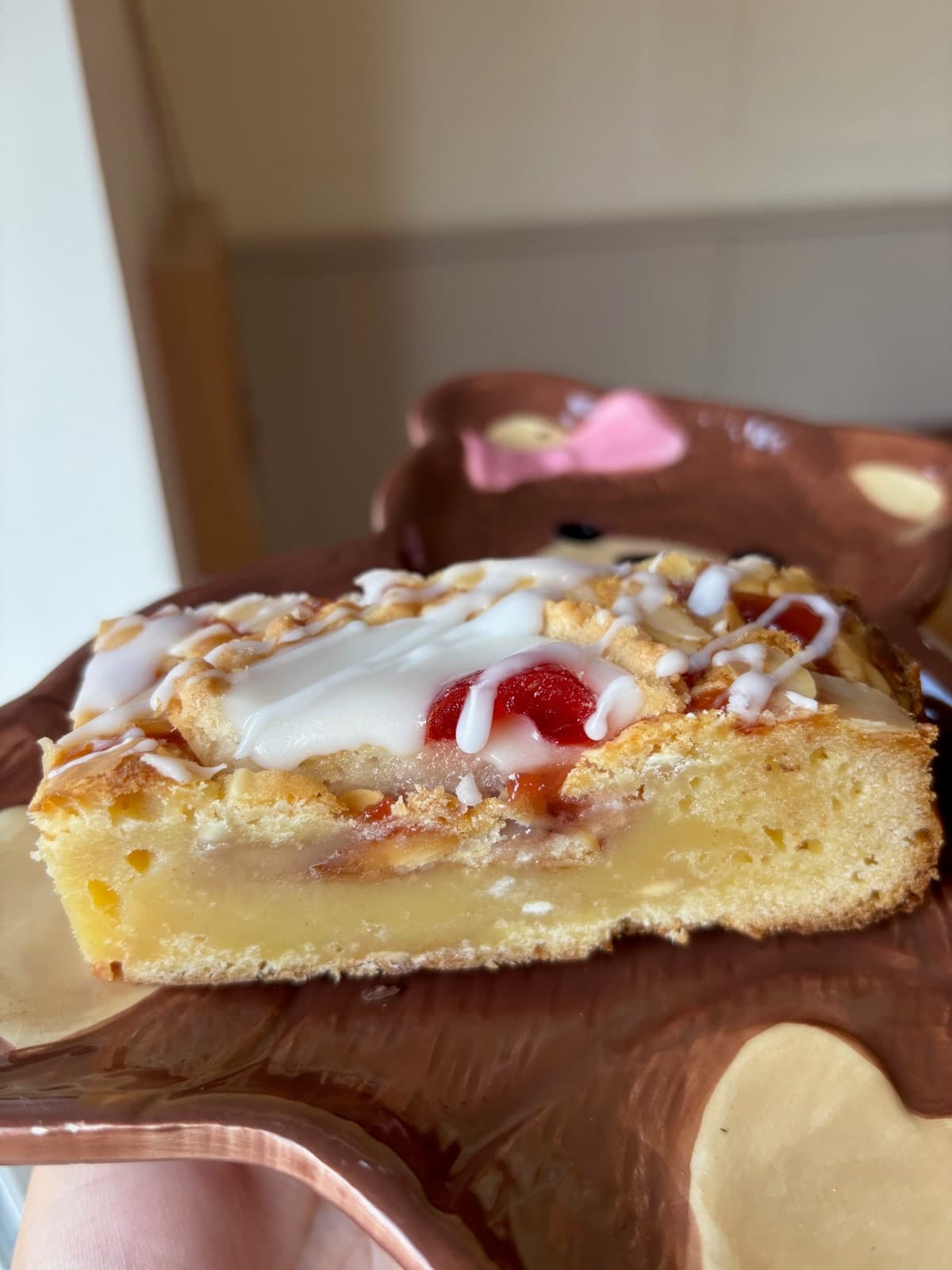 Cherry Bakewell Blondie photographed at Little Bear Bakes