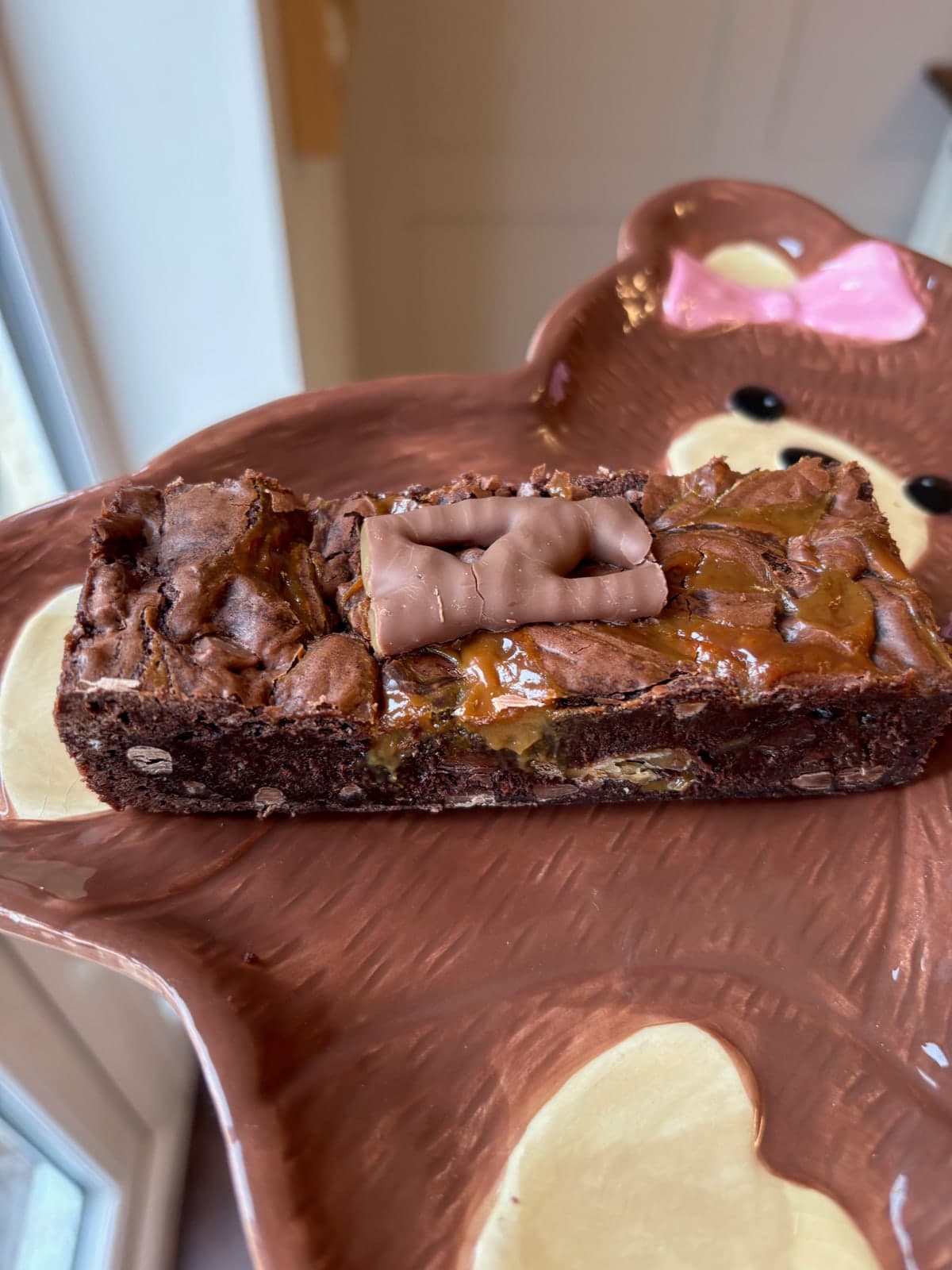 Curly Wurly Brownie photographed at Little Bear Bakes