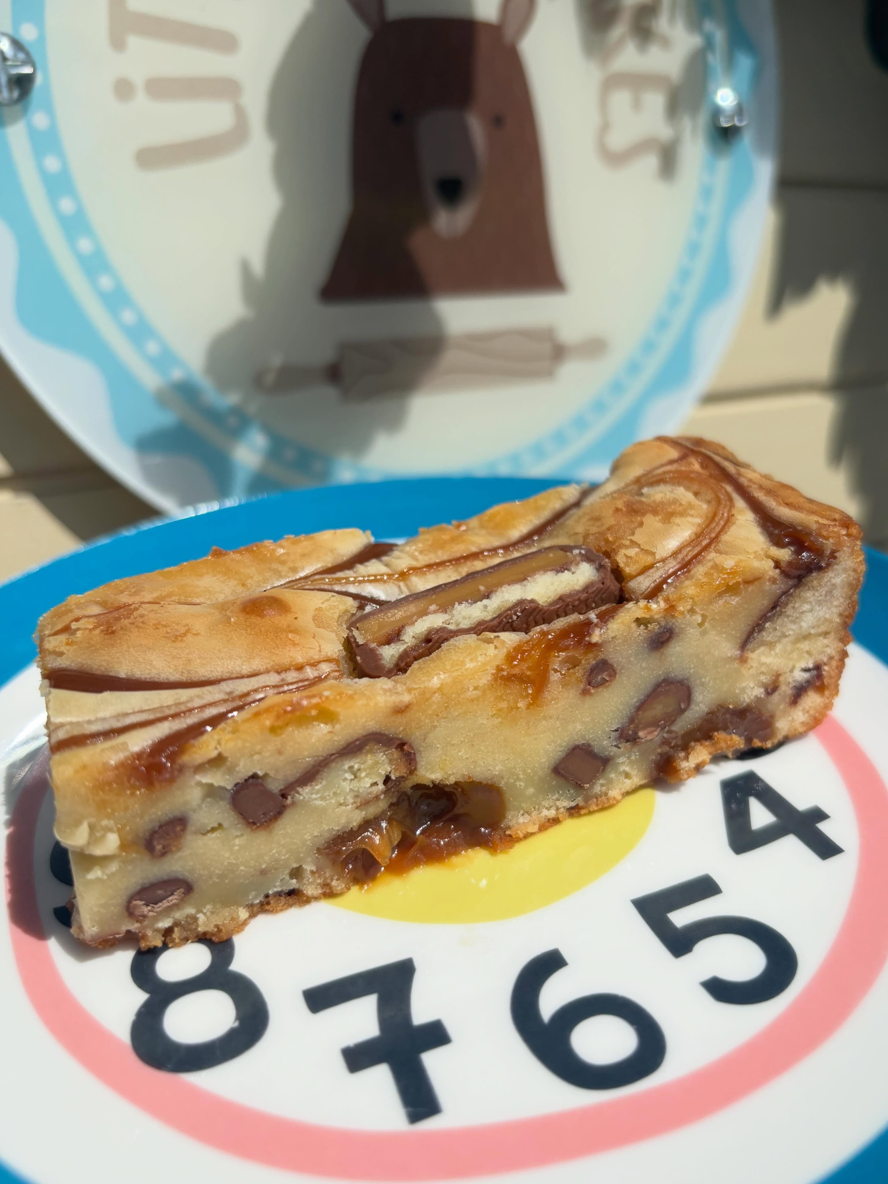Twix blondie slice with caramel and chocolate pieces